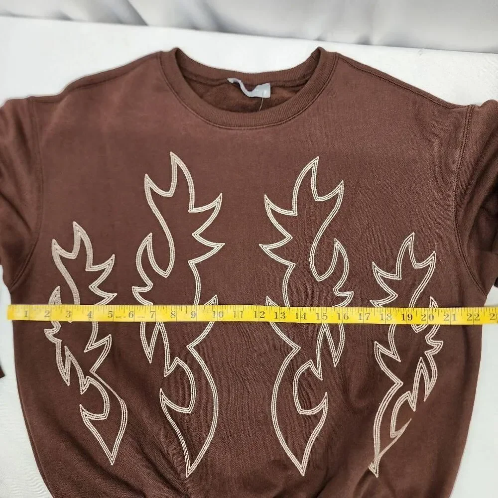 Blue B Boot Stitch Sweatshirt Brown Western Crewneck Size Small NWT